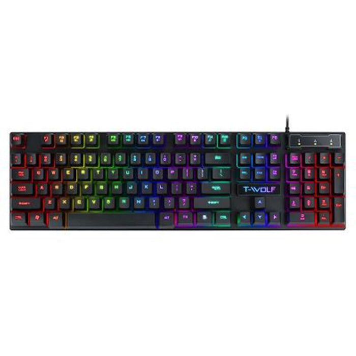 USB-gamingtastatur med ledningsforbindelse og lysende bakbelysning til PC