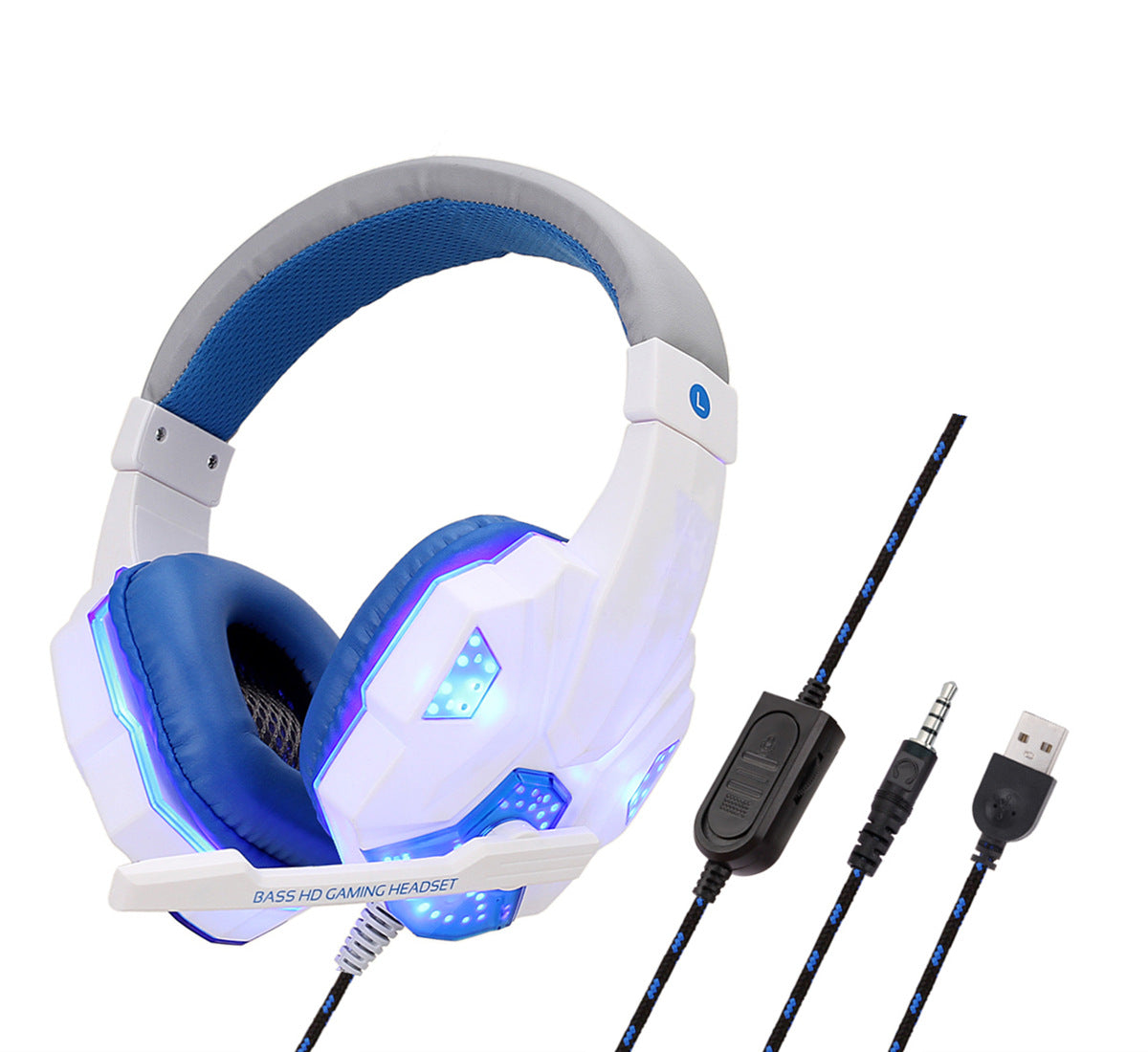 Wired Gaming Headphones with LED Lights, Over-Ear Headset for PC