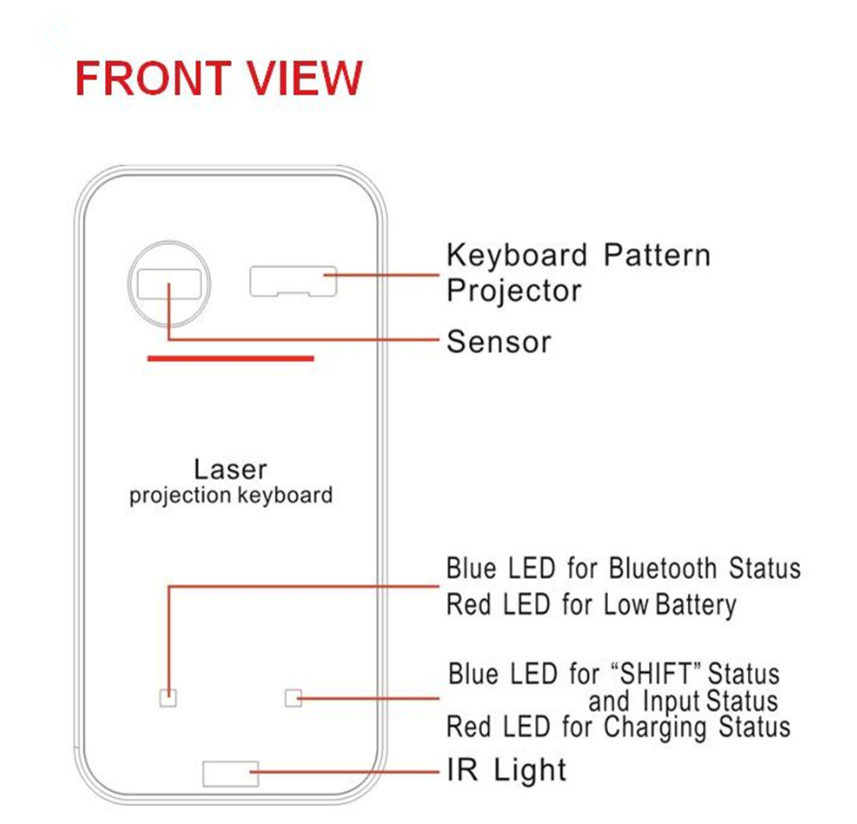 Virtual Laser Projection Keyboard, Bluetooth Wireless for Phones