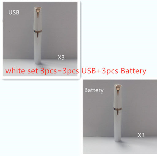Mini Electric Eyebrow Trimmer with LED Light and Gold-Plated Head