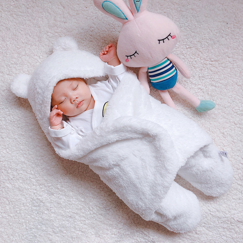 Fleece-Lined Baby Sleeping Bag, Winter Newborn Swaddle