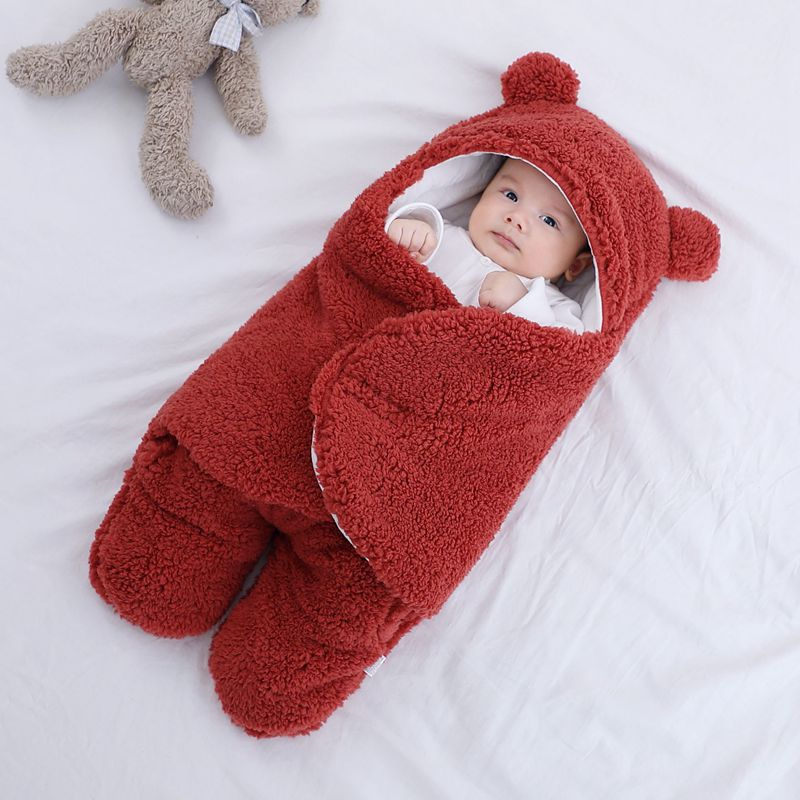 Fleece-Lined Baby Sleeping Bag, Winter Newborn Swaddle
