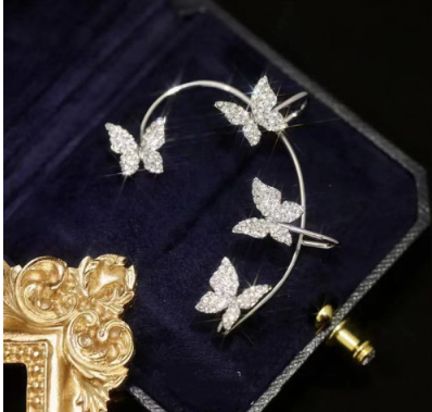 Butterfly Ear Clip and Ear Hook Earrings, Fashion Jewellery