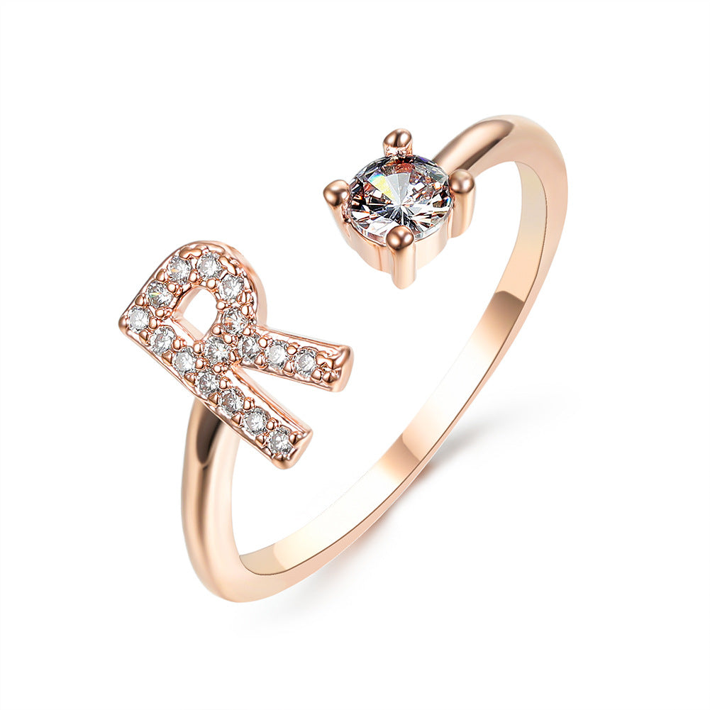 Adjustable Initial Letter Ring In Gold, Silver Or Rose Gold
