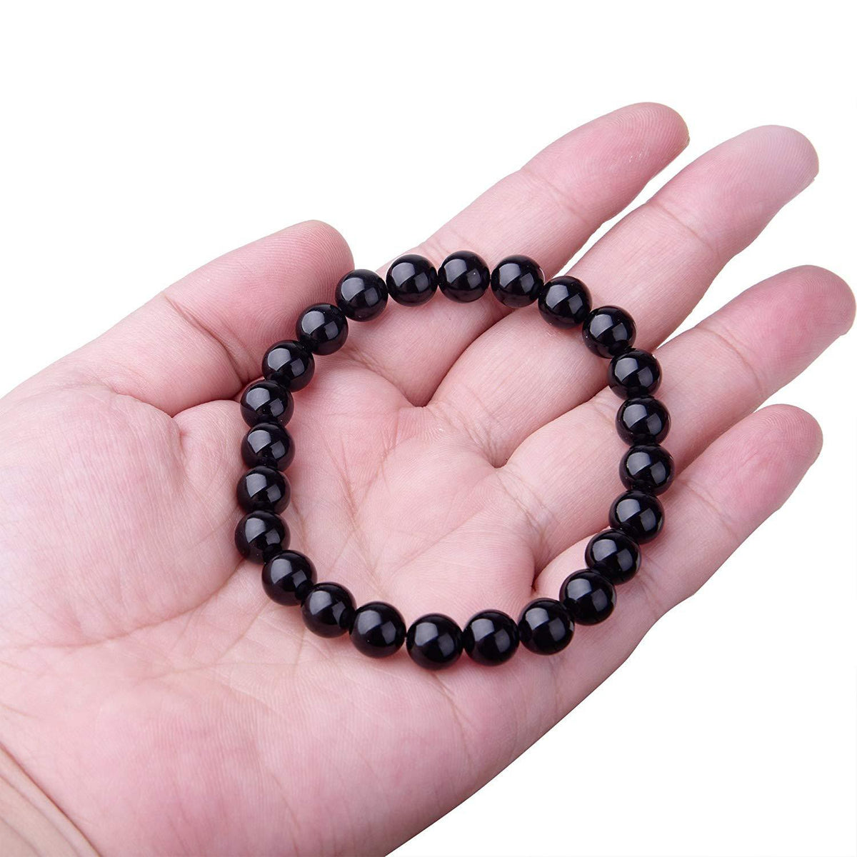 Natural Black Onyx Bead Bracelet for Women and Men, 6mm to 10mm