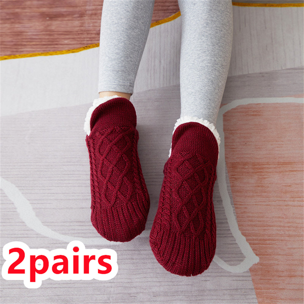Thick Wool-Blend Home Socks, Non-Slip Warm Slipper Socks