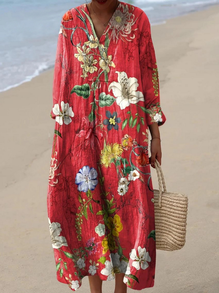 Aurelia | Robe vintage à imprimé floral artistique ravissant