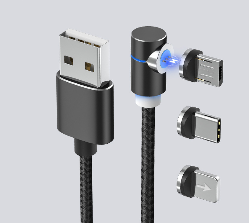LED Magnetic Charging Cable with USB and Type C in Many Options