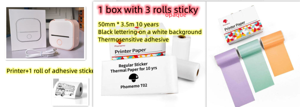 Portable Mini Bluetooth Thermal Label Printer, Inkless Printing