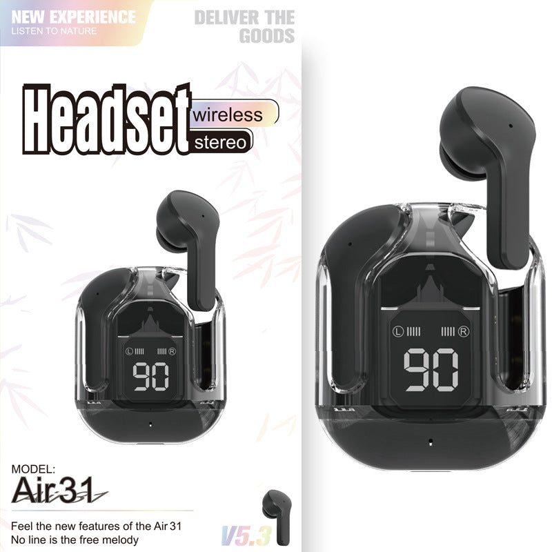Mini Transparent Wireless Earbuds With LED Power Display