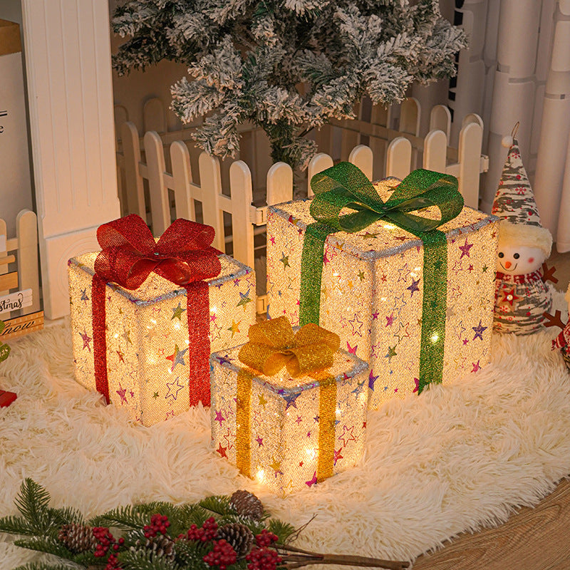Light Up Outdoor Christmas Gift Box Decoration with Bow
