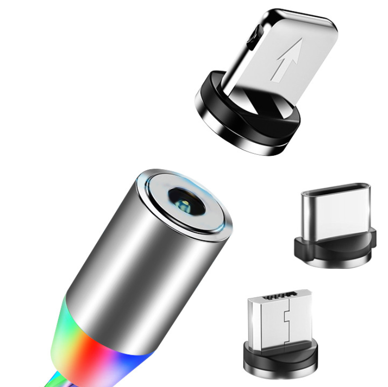 LED Magnetic Charging Cable with USB and Type C in Many Options