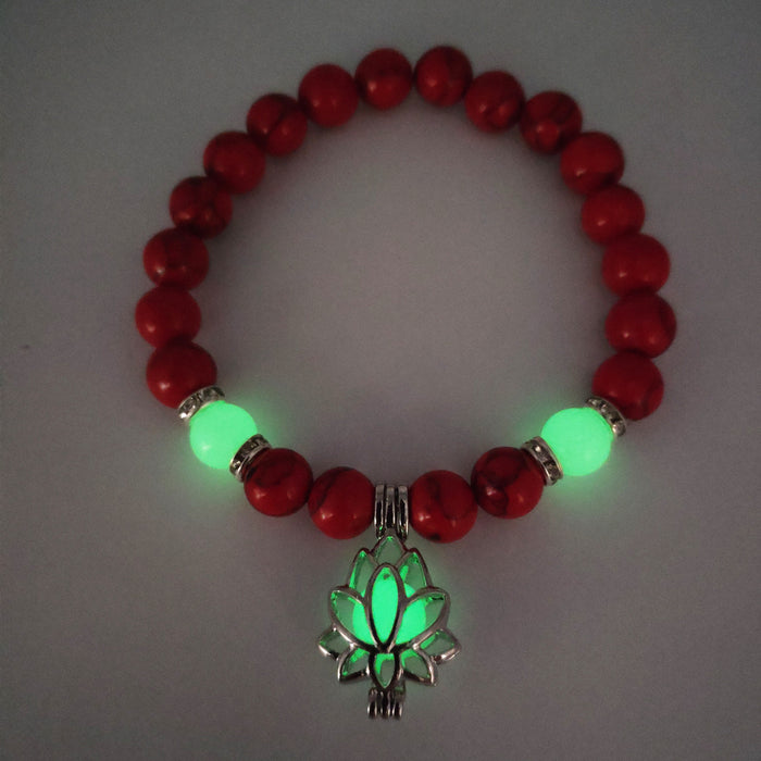 Bracelet en pierre naturelle lotus lumineux dans le noir