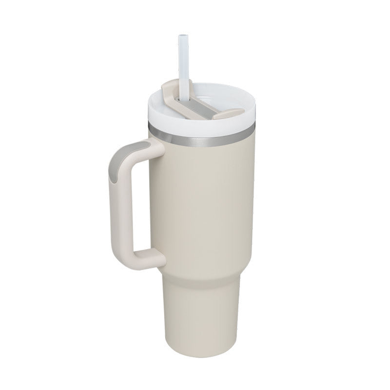 40oz Insulated Tumbler With Handle And Straw, Leakproof Lid