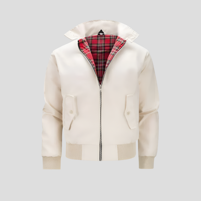 Chaqueta Harrington para hombre con forro de tartán y cuello de embudo
