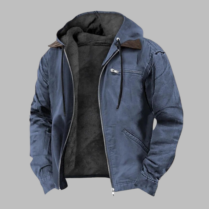 Chaqueta bomber con capucha para hombre y cierre frontal de cremallera