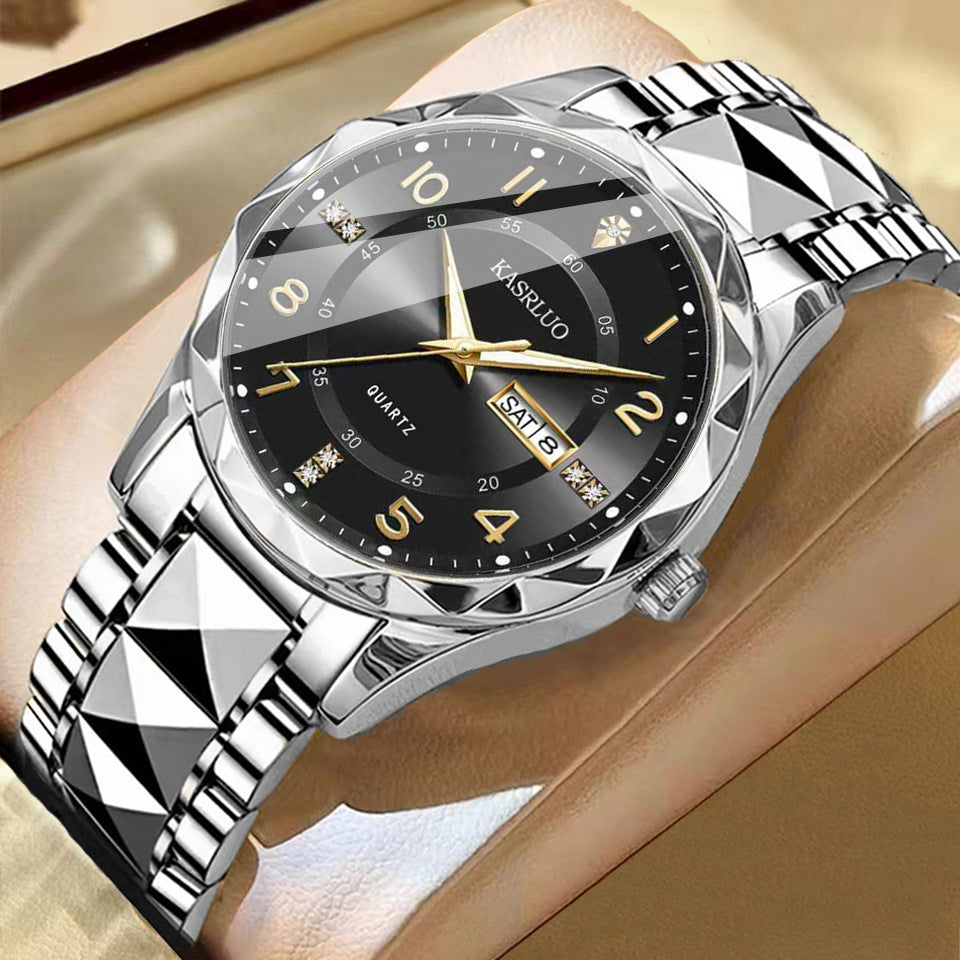 Men's Dual Calendar Luminous Quartz Watch, Waterproof
