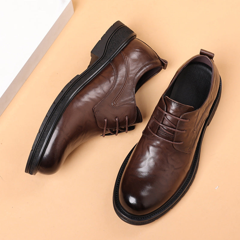 Men's Genuine Leather Thick-Soled Casual Business Shoes