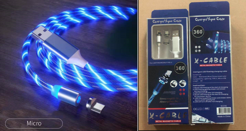 LED Magnetic Charging Cable with Streamer Light and Fast Charge