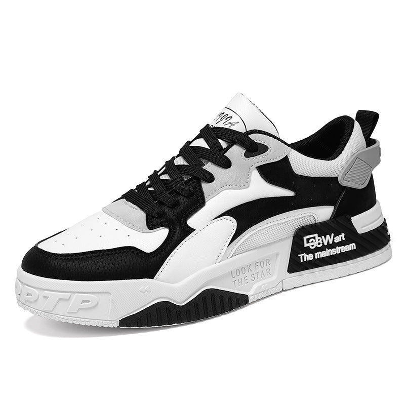 Men's Breathable White Casual Leather Shoes in Black and Beige