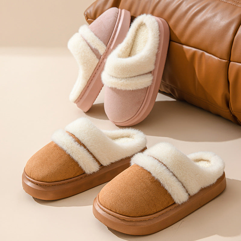Women's Plush Winter Slippers with Thick Non-Slip Sole