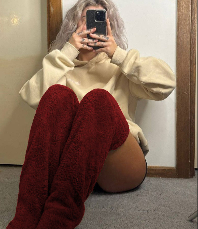 Over Knee Fuzzy Long Socks For Winter Home And Sleeping
