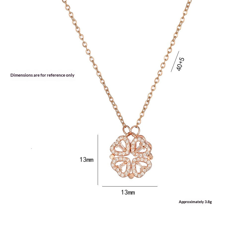 Detachable Four-Leaf Clover Necklace for Women, Multi-Wear Style
