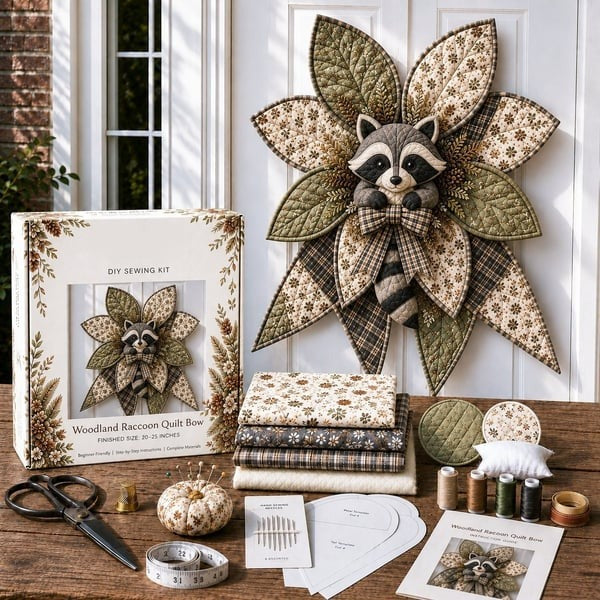 DIY Oversized Quilted Bow Sewing Kit, Fabric Craft Set