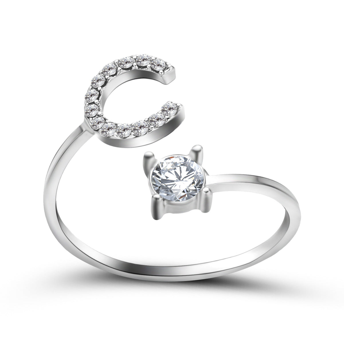 Adjustable Initial Letter Ring In Gold, Silver Or Rose Gold