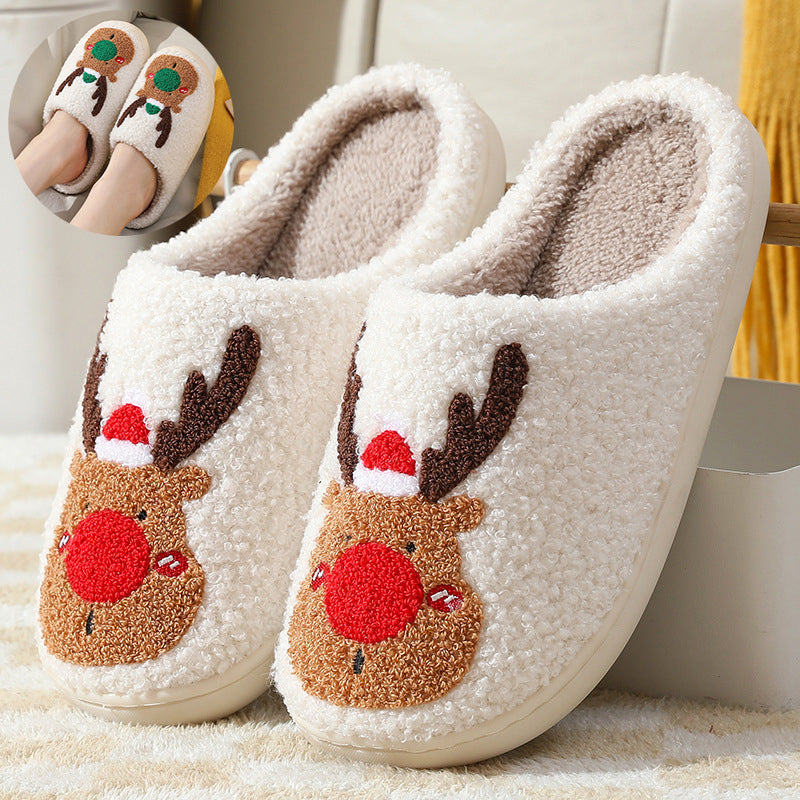 Christmas Elk Slippers Soft Cosy Slip-On House Shoes