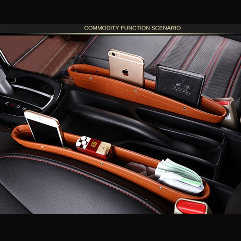 PU Leather Car Seat Gap Organiser Box for Phones, Keys and Cards