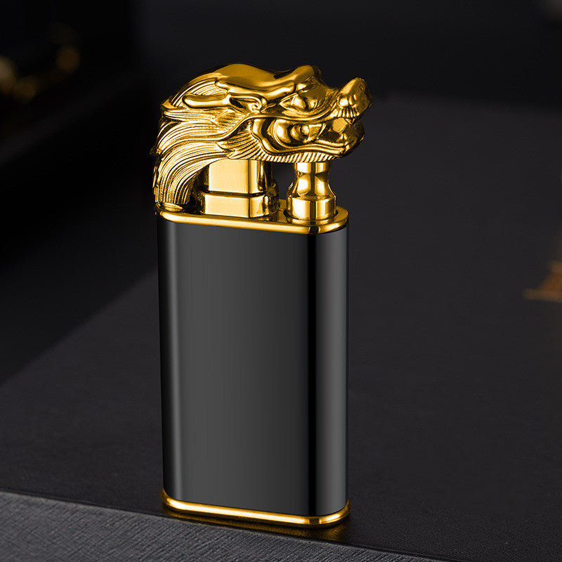 Windproof Metal Gas Lighter With Blue Flame And Double Fire