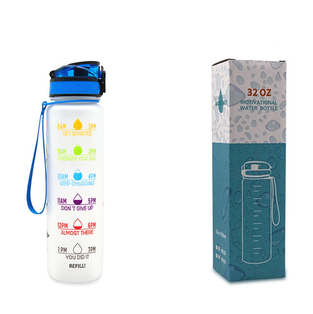 1L Tritan Water Bottle With Time Marker And Flip Cover