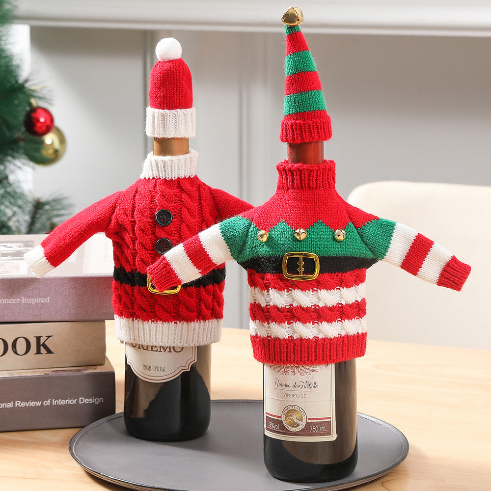 Christmas Knitted Wine Bottle Sweater Cover for Dinner Tables