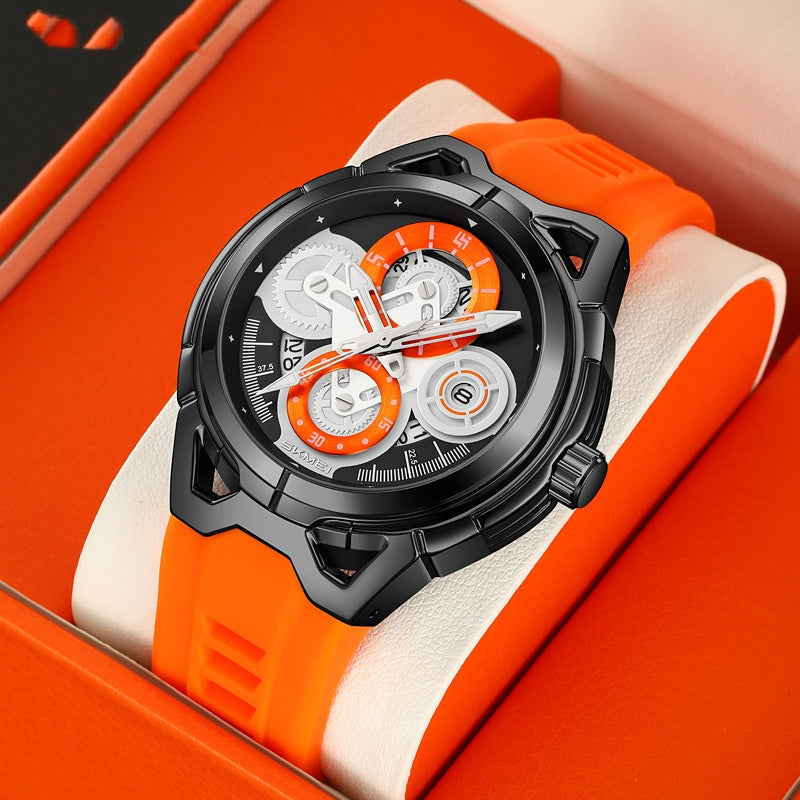 Men's Quartz Watch with Colourful Strap and Black or Silver Case