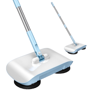 3-in-1 Hand Push Sweeper with Broom, Dustpan and Bin for Floors