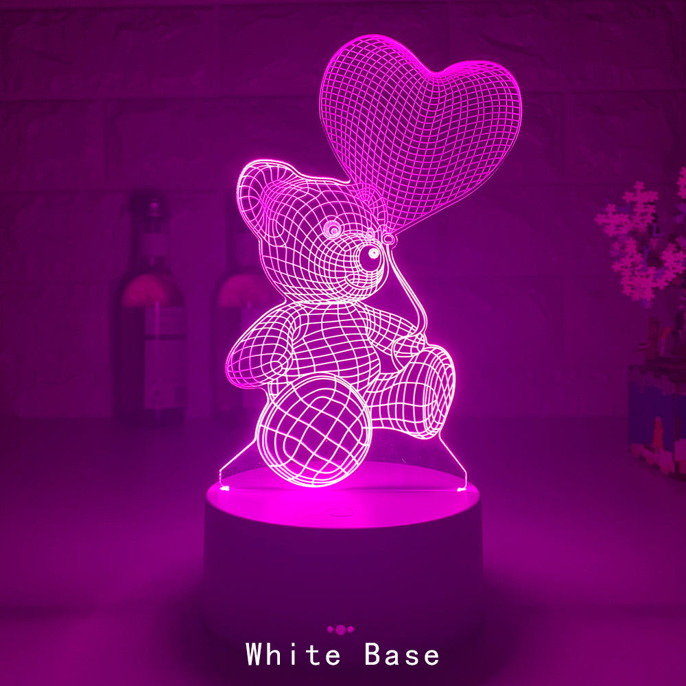 3D Acrylic USB LED Night Light with Touch or Remote Colours