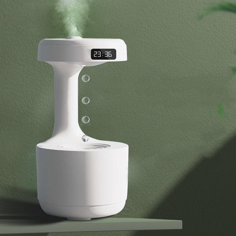 Anti-Gravity Humidifier with Clock and Water Drop Backflow