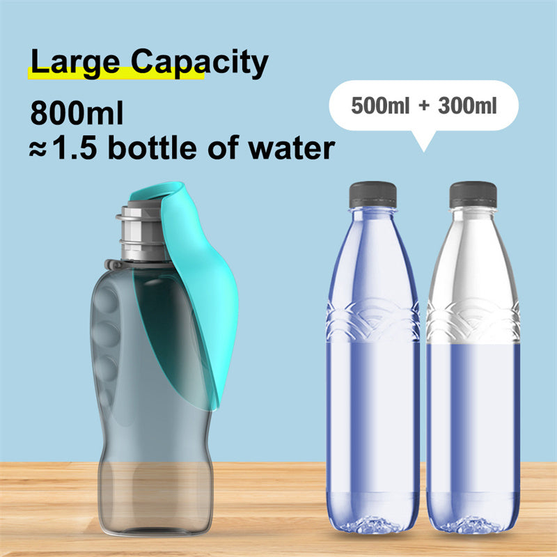 800ml Foldable Dog Water Bottle with Built-In Drinking Bowl