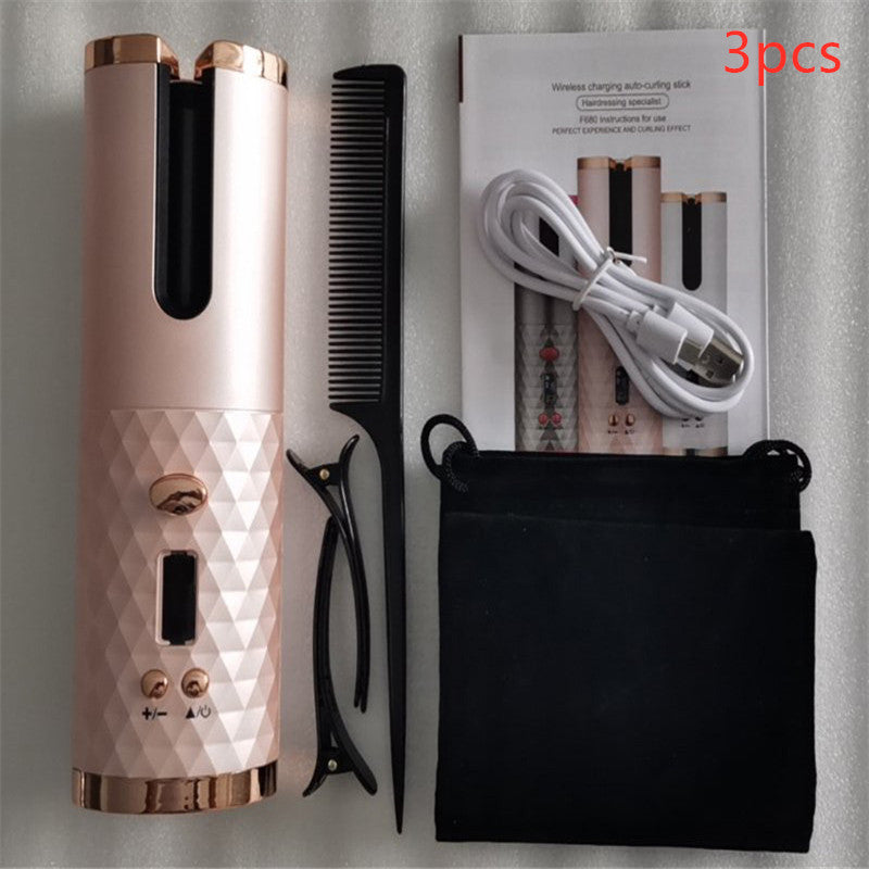 Cordless Automatic Hair Curler, Wireless Rotating Curling Iron