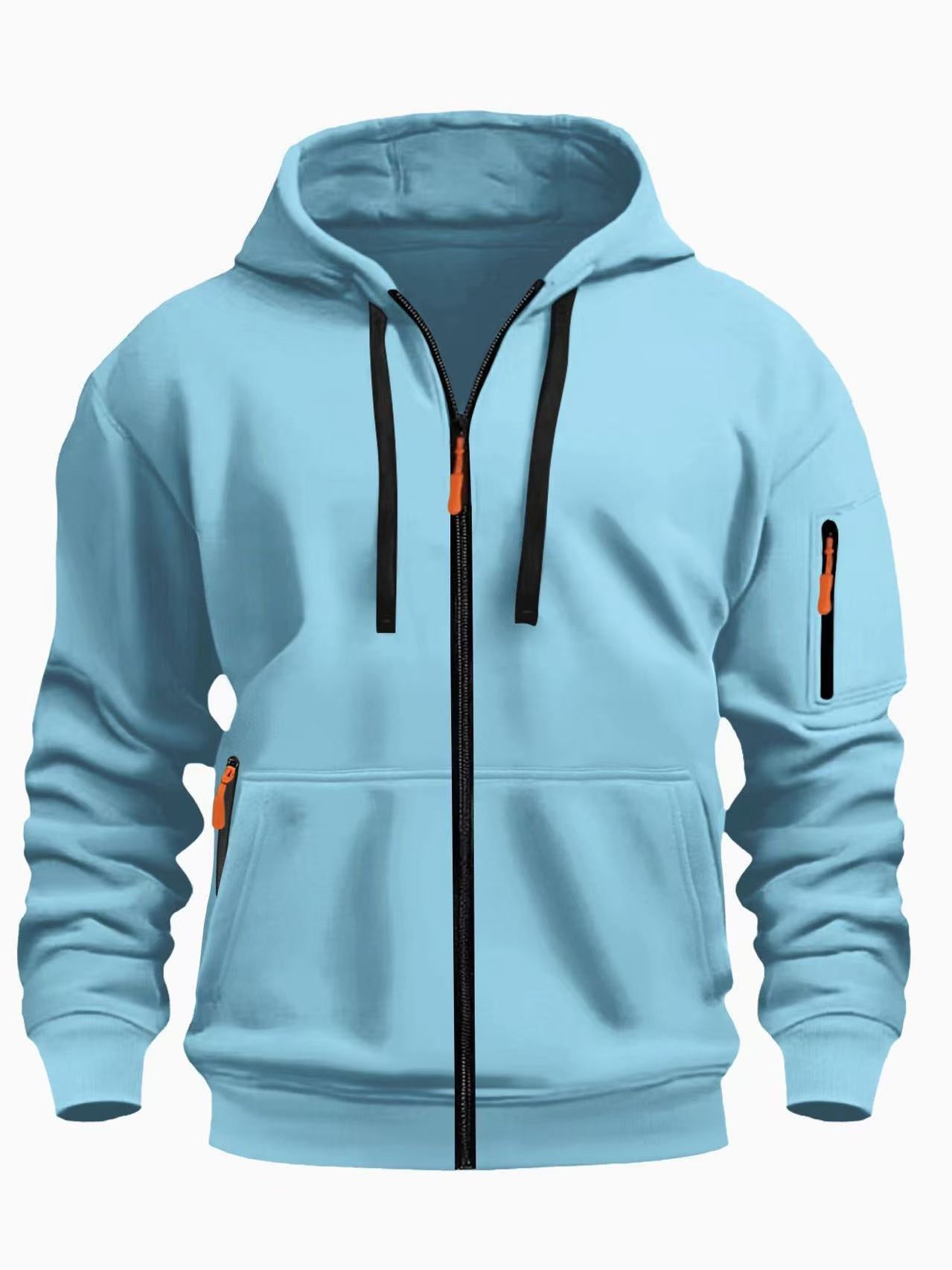 Men's Zipper Hooded Sweatshirt Cardigan Coat for Sports and Casual Wear