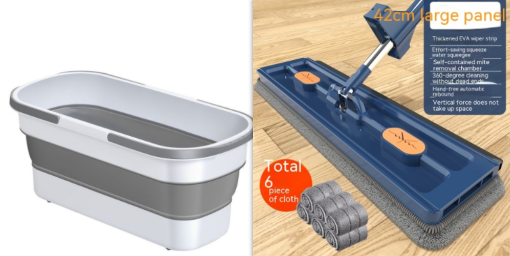 Large Flat Mop with 360 Degree Rotation for All Floor Types