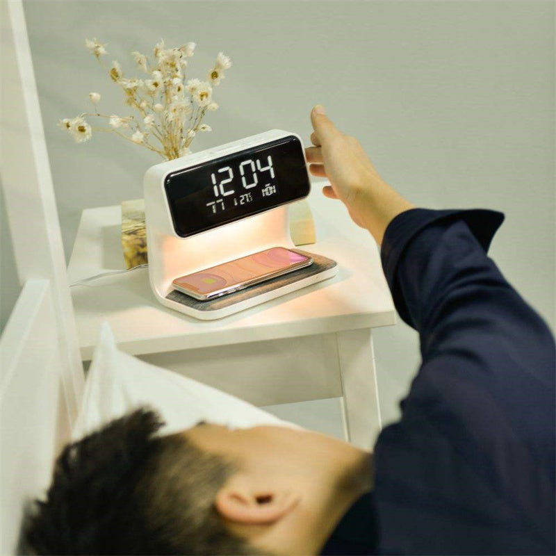 3 In 1 Bedside Lamp With Wireless Charger And Alarm Clock