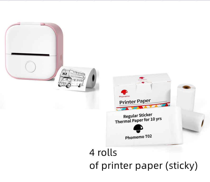 Portable Mini Bluetooth Thermal Label Printer, Inkless Printing