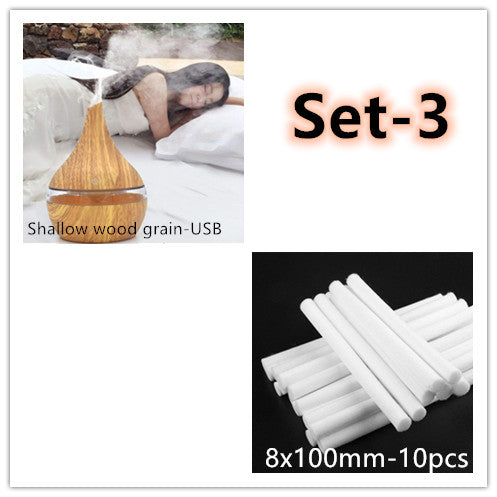LED Essential Oil Aroma Diffuser with Wood Grain Finish and USB Power