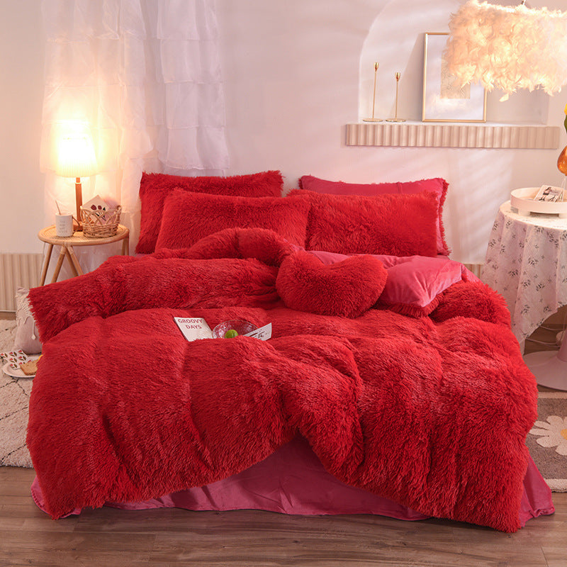 Luxury Thick Fleece Duvet Cover Set, Warm Winter Bedding