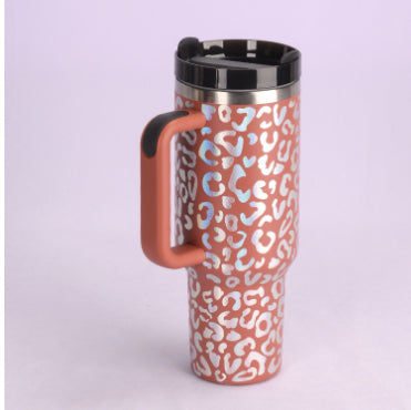 40oz Insulated Tumbler With Handle And Straw, Leakproof Lid