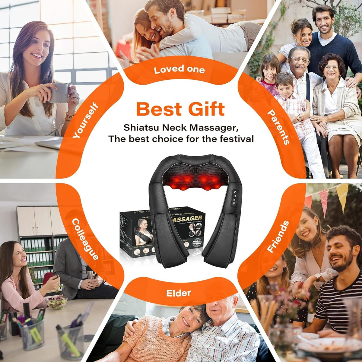 Electric Shiatsu Neck and Shoulder Massager With Heat