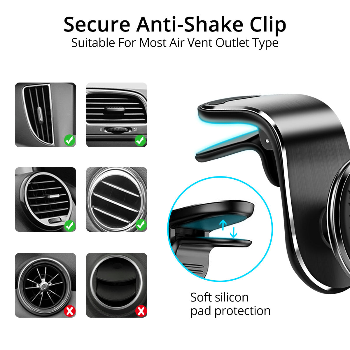 Magnetic Car Phone Holder for Air Vent with 360 Degree Rotation