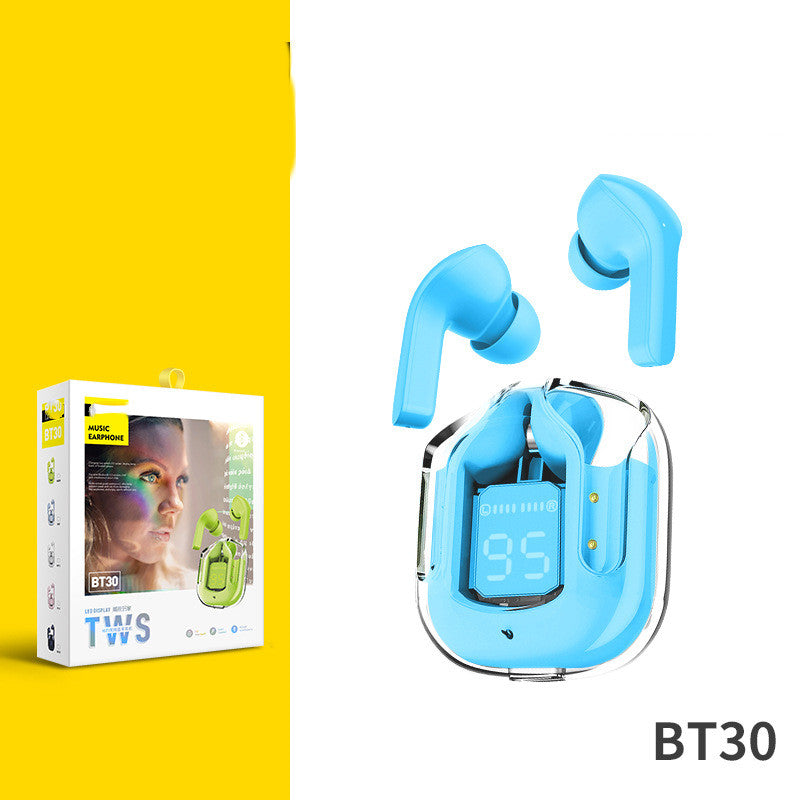 Mini Transparent Wireless Earbuds With LED Power Display